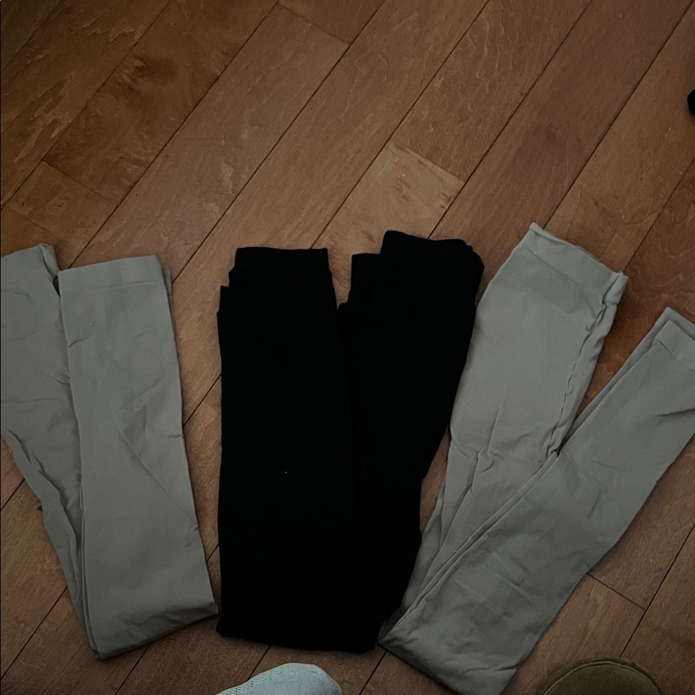 Black and beige footless tights